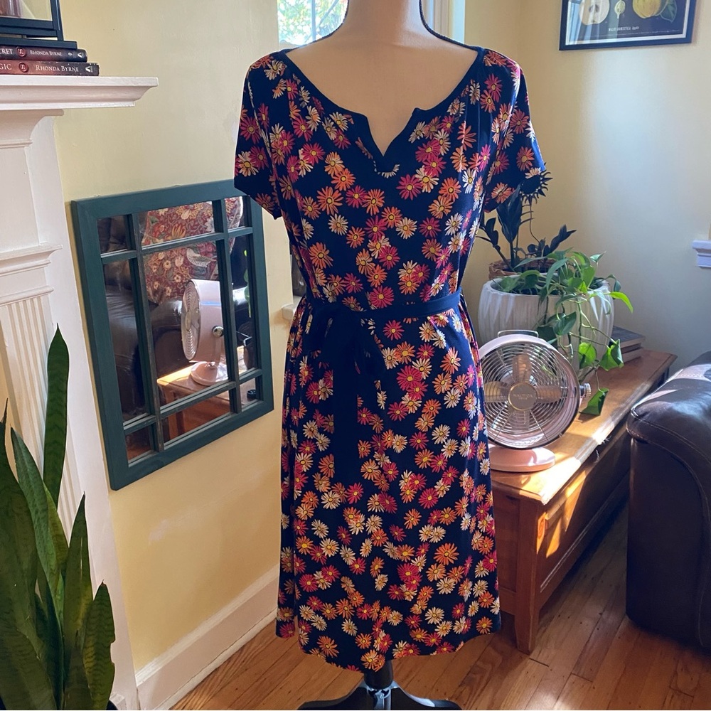 Jones New York Stretch Floral Daisy Print Short Sleeve Dress Size: M - Picture 1 of 13